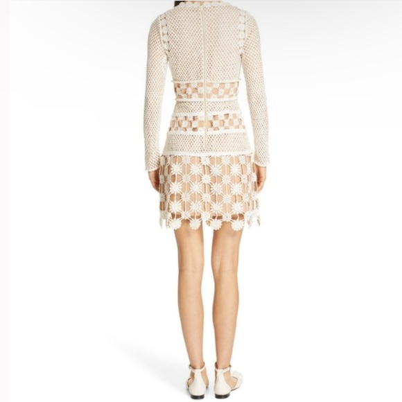 SELF-PORTRAIT Crochet Long Sleeve Mini Dress - Picture 2 of 5